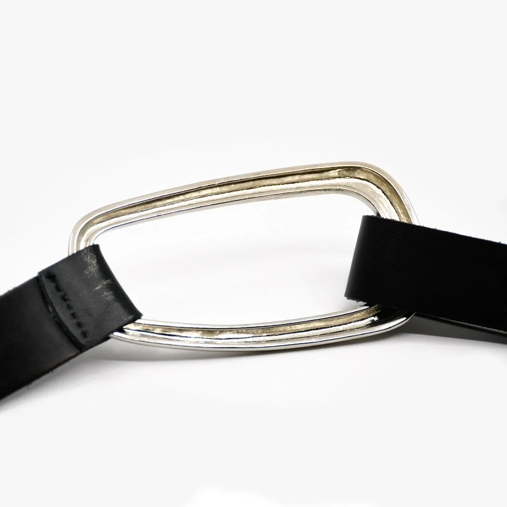 DANIER Black Leather Belt with Buckle Size M - Picture 6 of 8